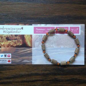 NEW HEALING HAZEL HEMATITE/ BALTIC AMBER BRACELET 7.5"